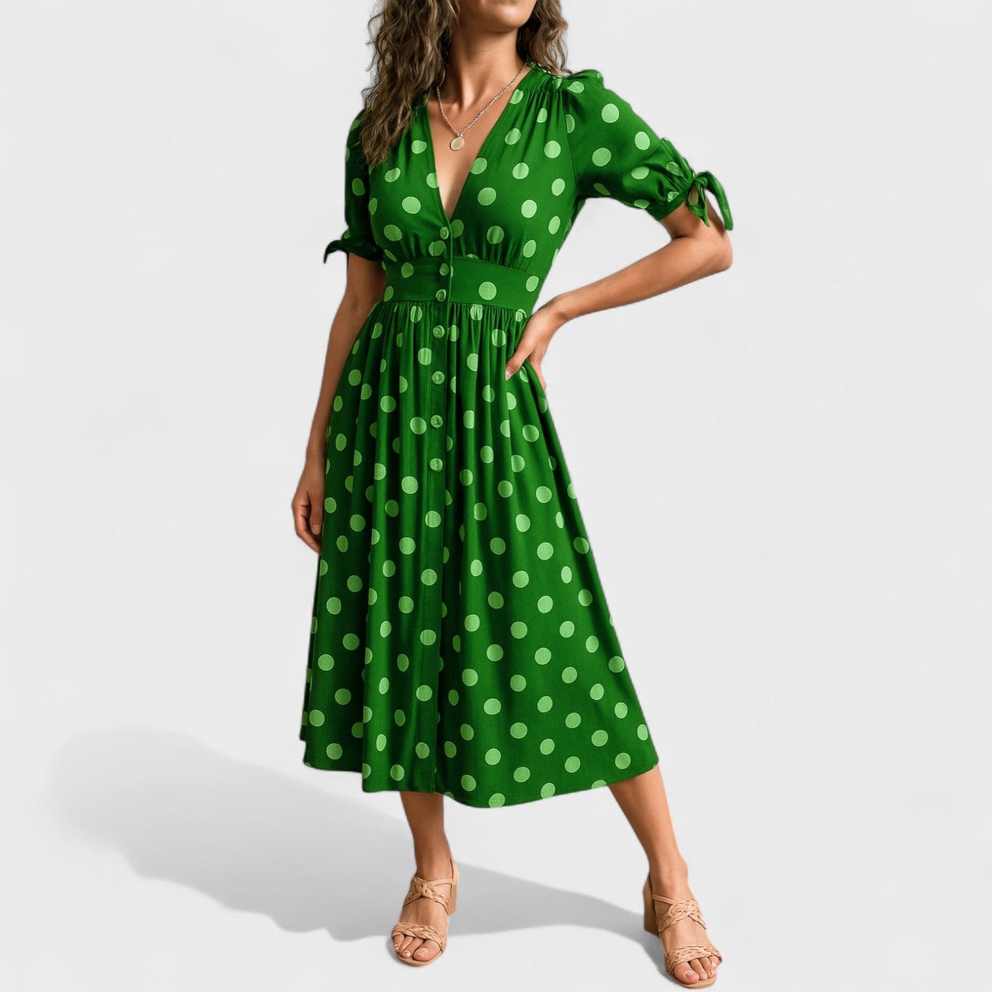 Eva – Vestido Midi de Lunares