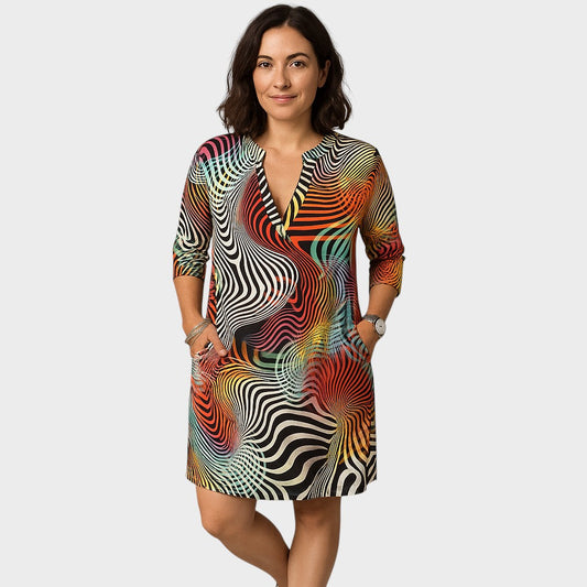 Ria | Vestido Estampado con Cuello en V