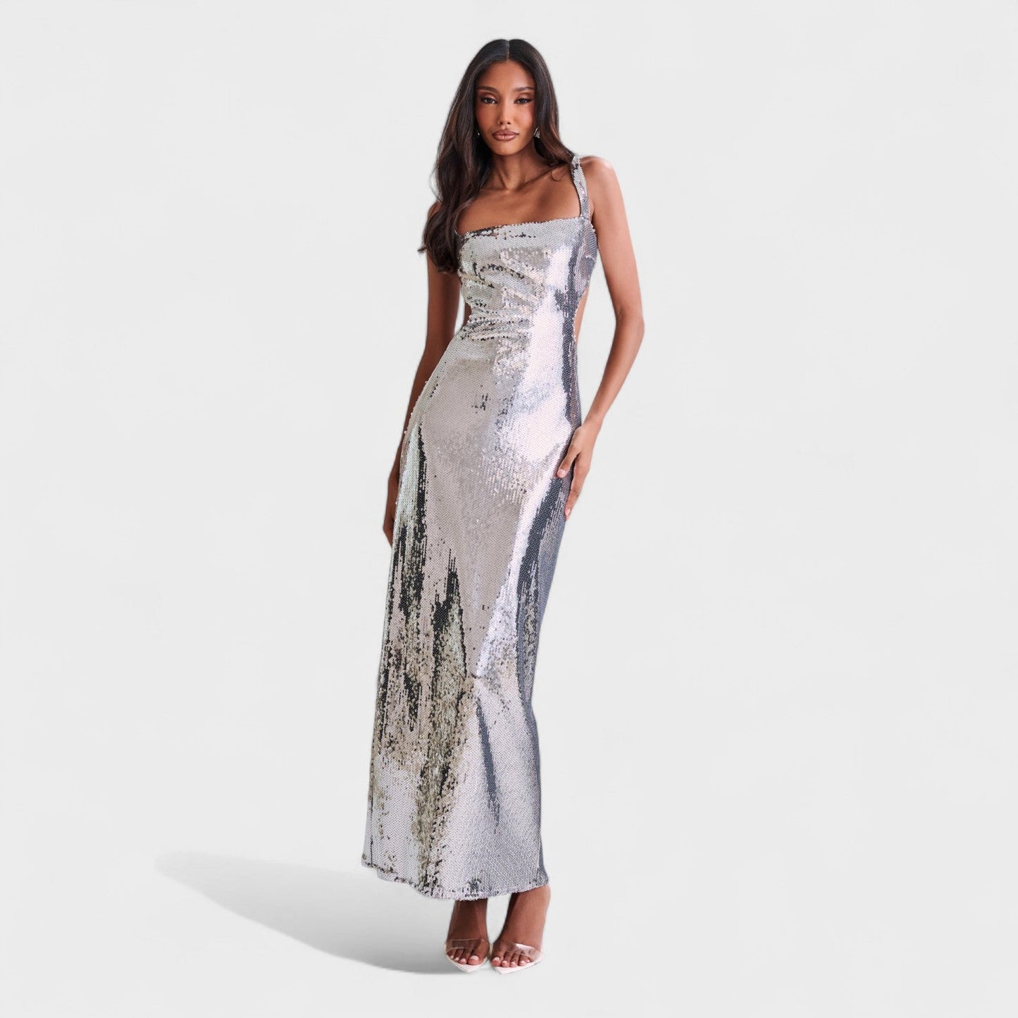 Vestido Gala Plata Sparkle – Edición Nocturna