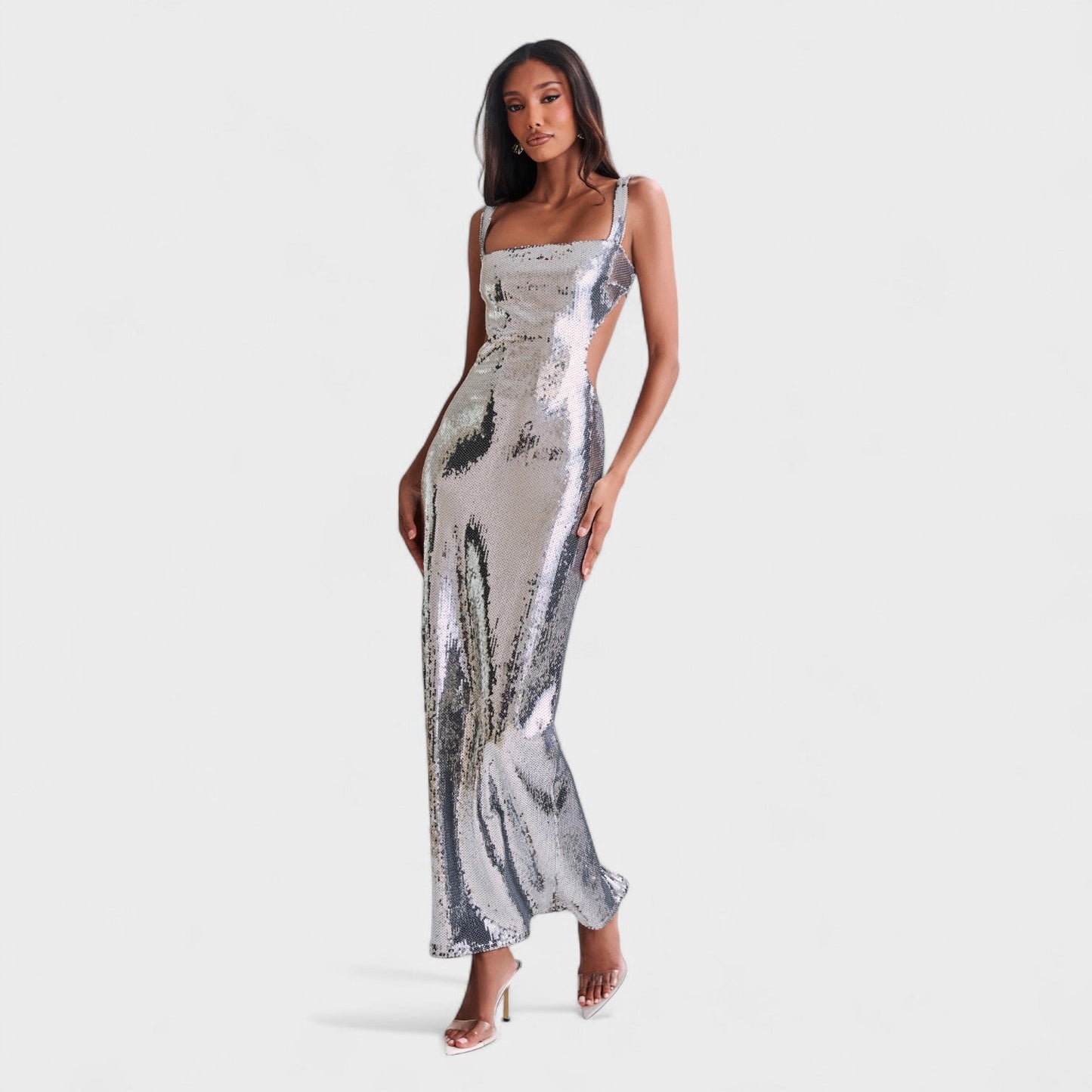 Vestido Gala Plata Sparkle – Edición Nocturna