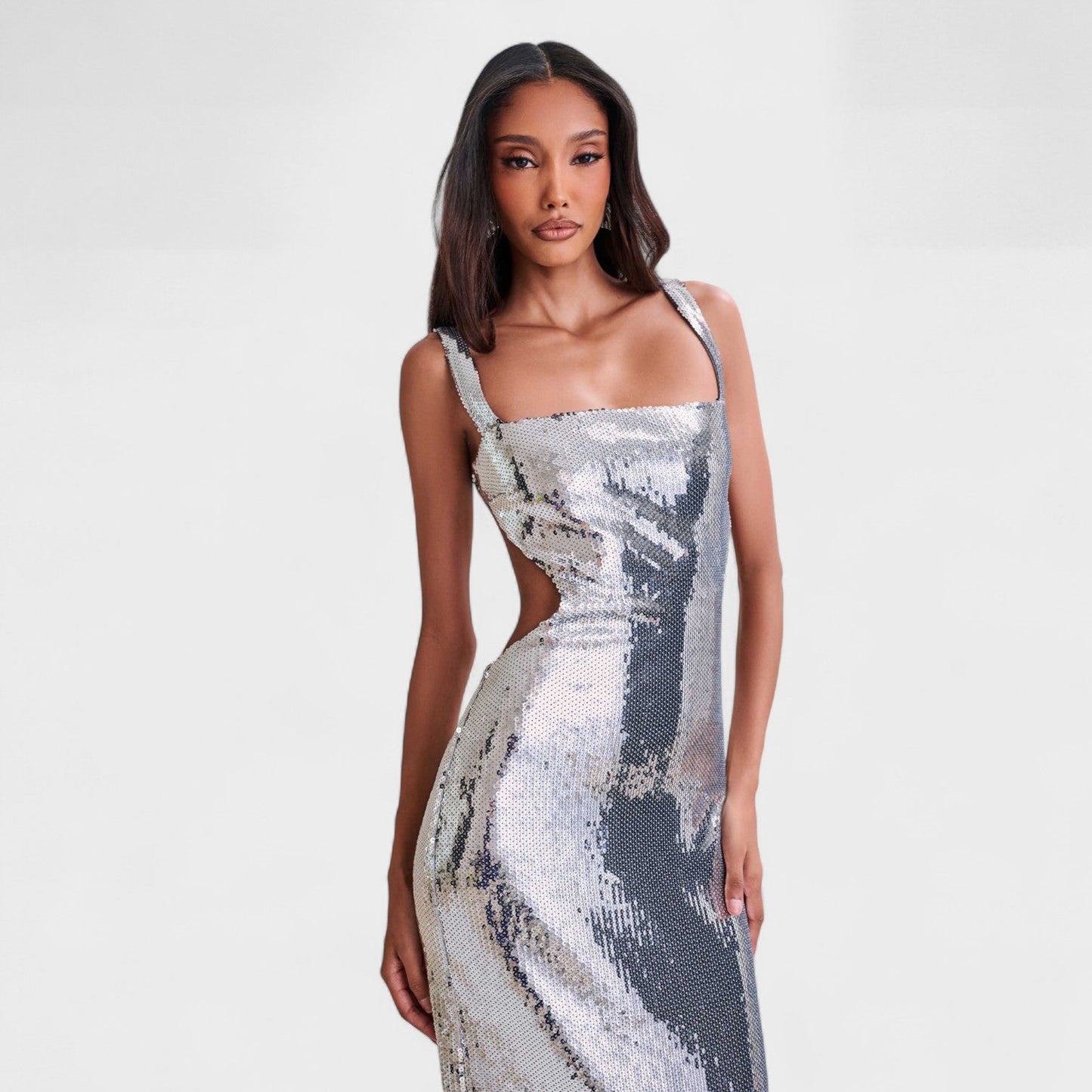 Vestido Gala Plata Sparkle – Edición Nocturna