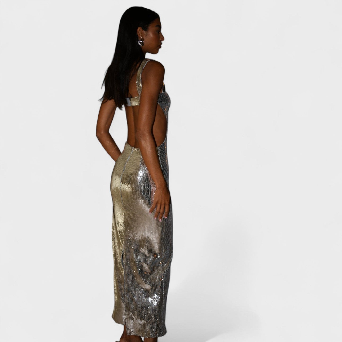 Vestido Gala Plata Sparkle – Edición Nocturna
