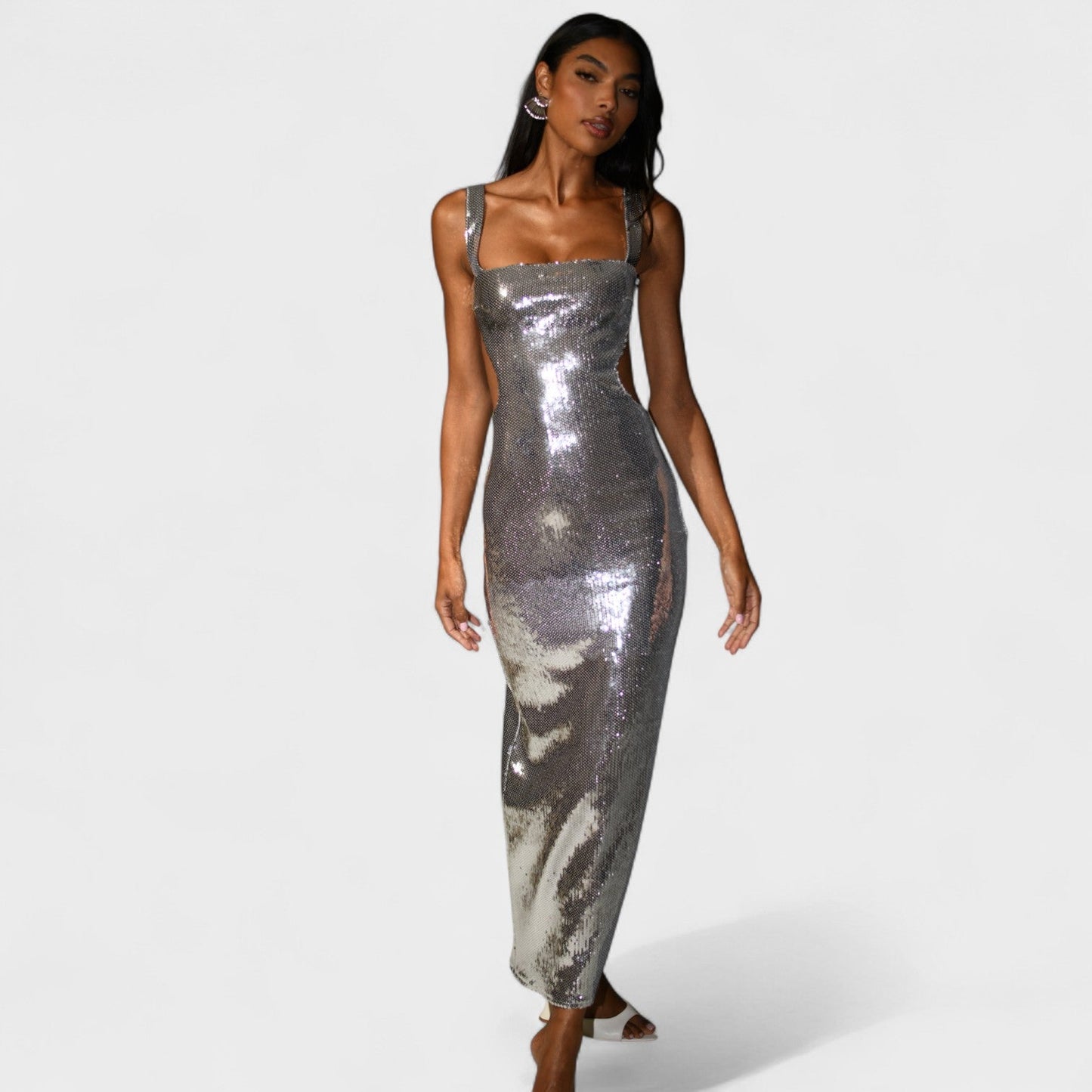 Vestido Gala Plata Sparkle – Edición Nocturna