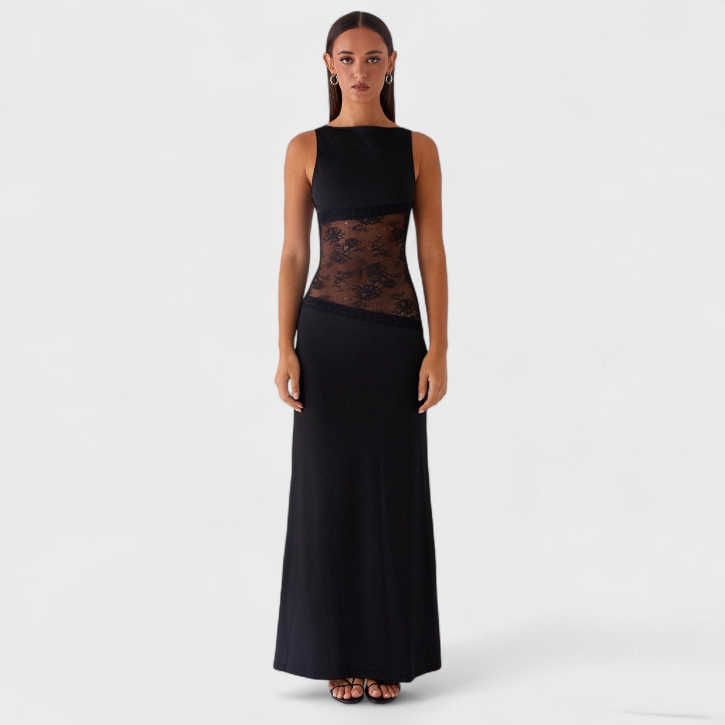 Lucinda – Vestido Largo con Encaje Negro