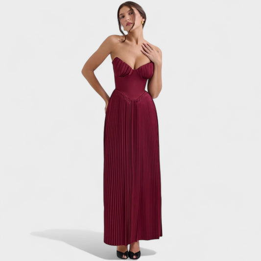 Isabella – Vestido plisado palabra de honor