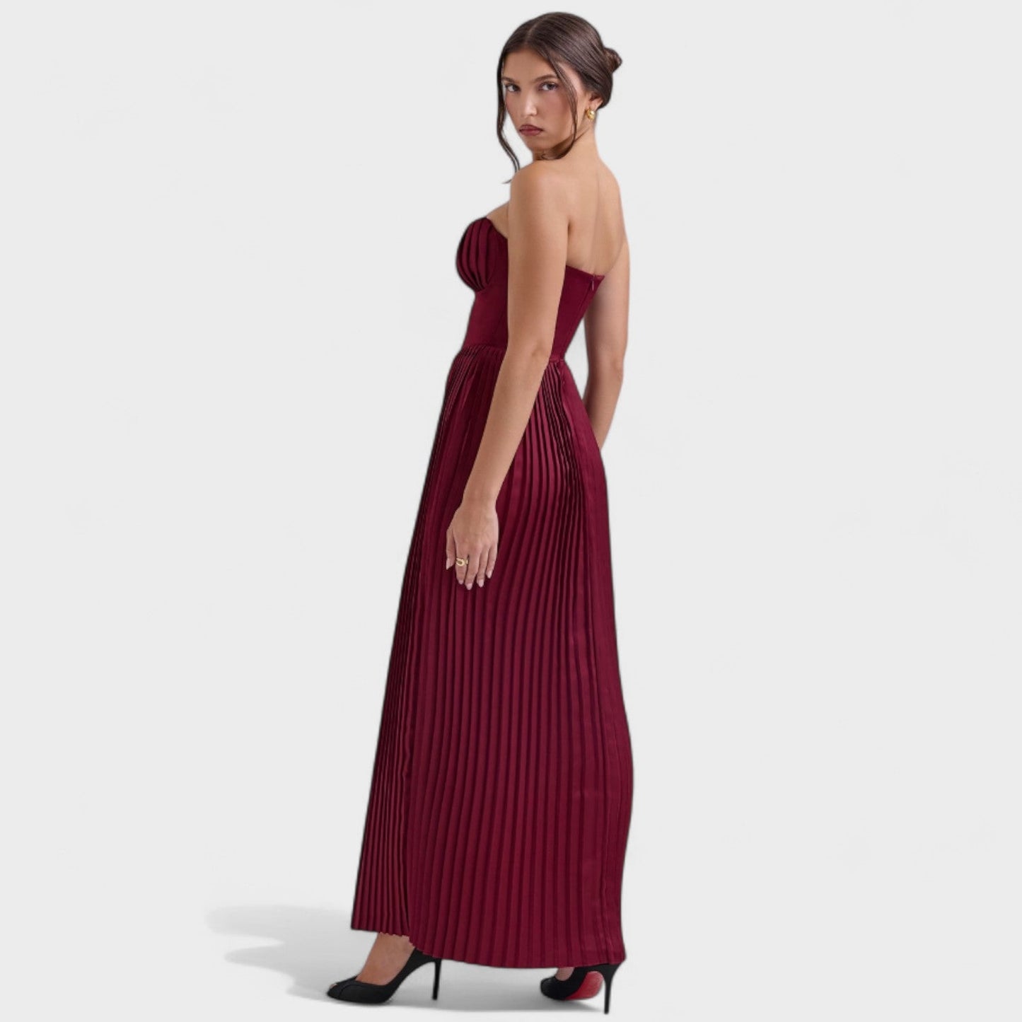 Isabella – Vestido plisado palabra de honor