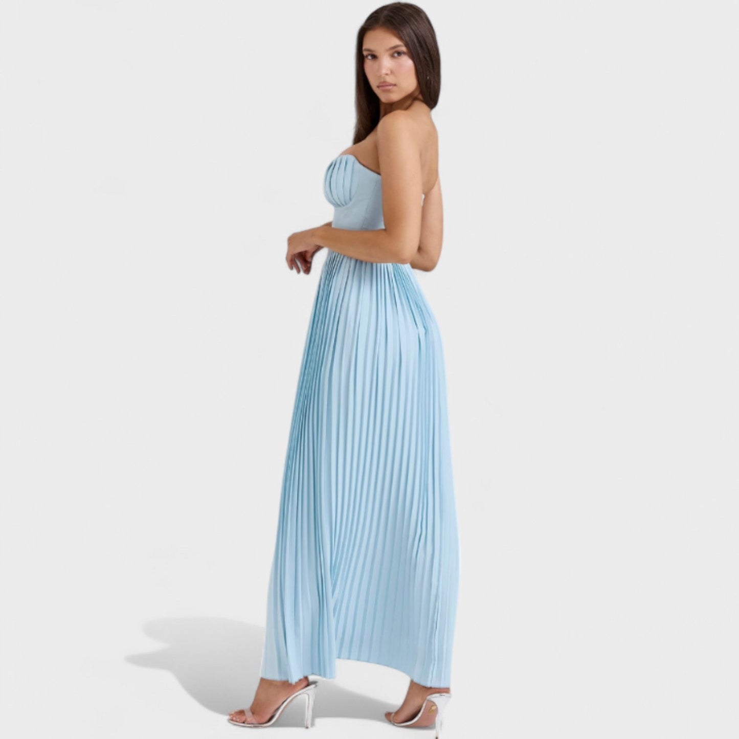 Isabella – Vestido plisado palabra de honor