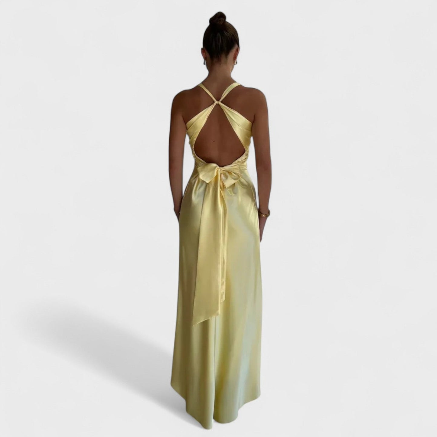 Vestido Largode Satén con Espalda Descubierta para Fiest - Adela