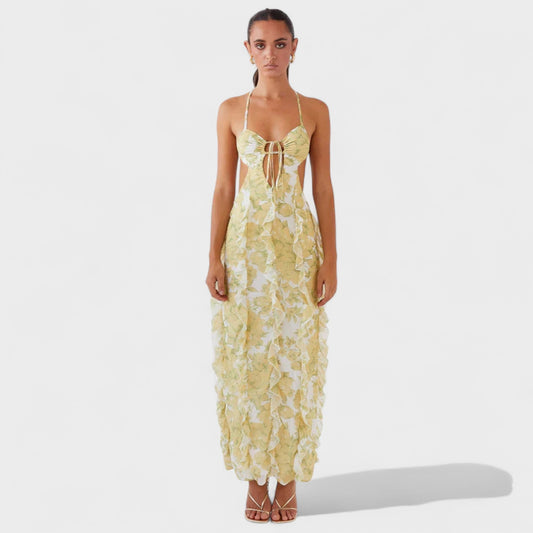 Sunset Kisses – Vestido Maxi con Volantes.