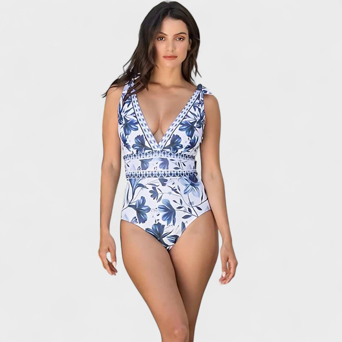 Conjunto Floral Mediterráneo – Bañador con Falda a Juego