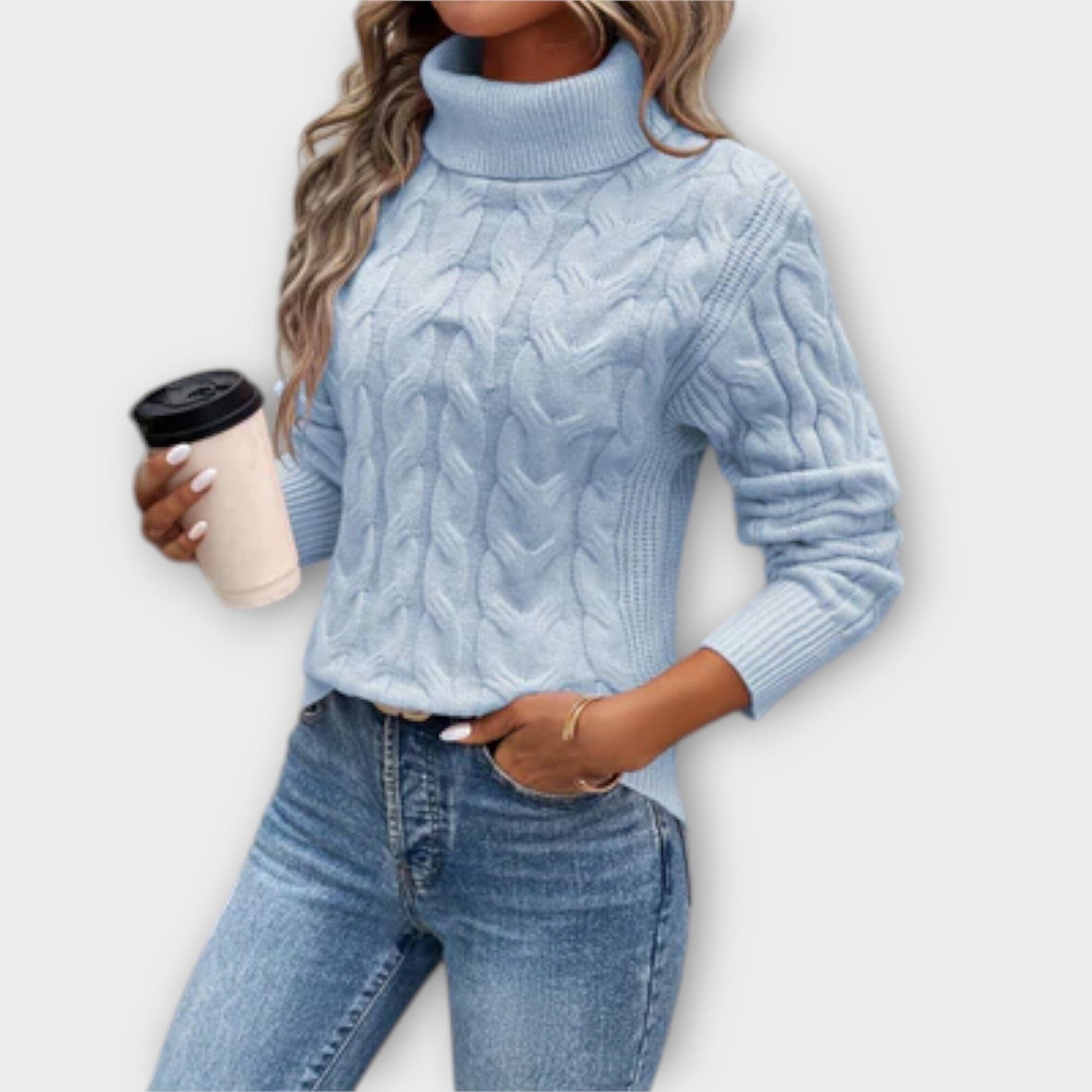 Amelia – Elegante Strickrollkragenpullover Amelia – Elegante Strickrollkragenpullover A minha loja Hellblau S