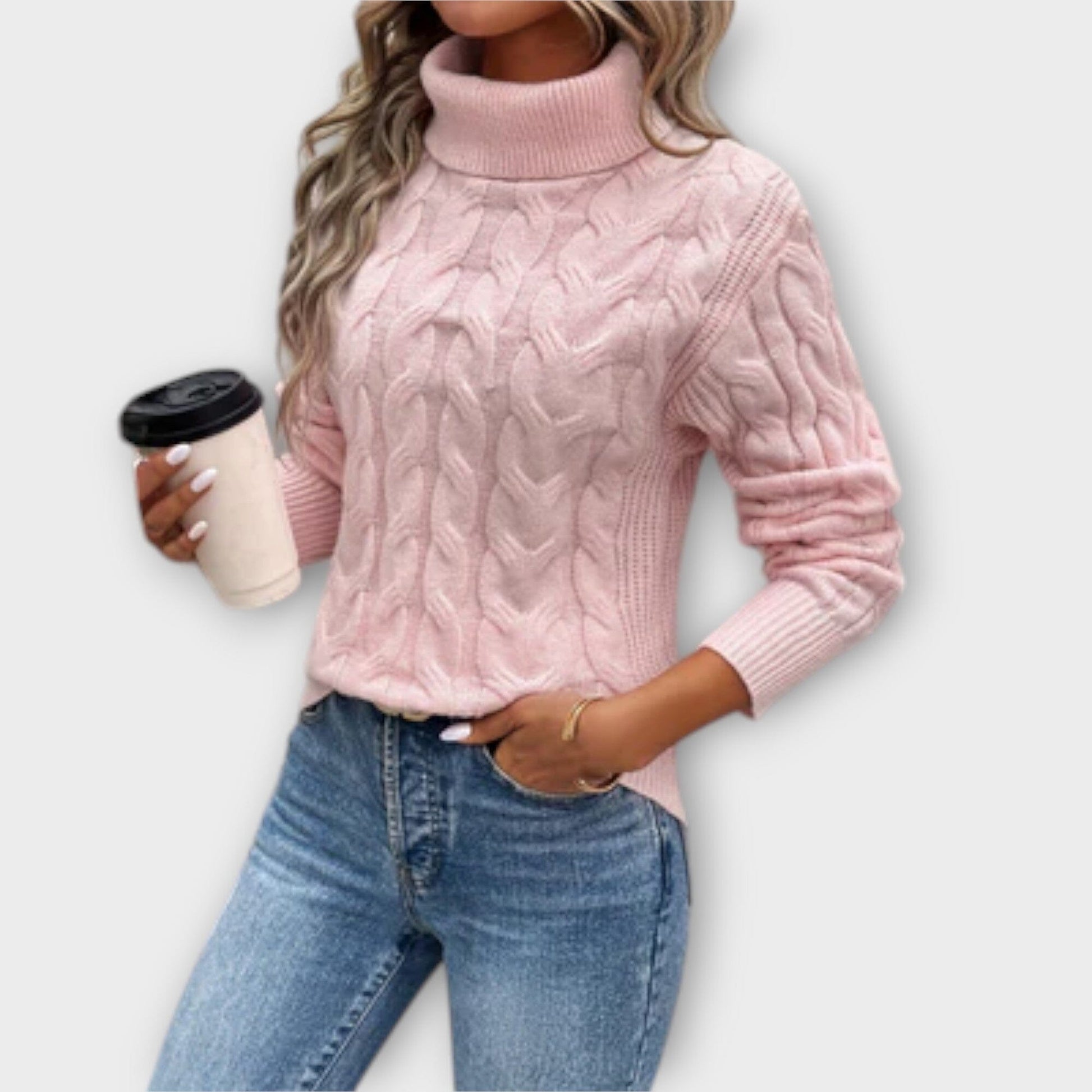 Amelia – Elegante Strickrollkragenpullover Amelia – Elegante Strickrollkragenpullover A minha loja Rosa S
