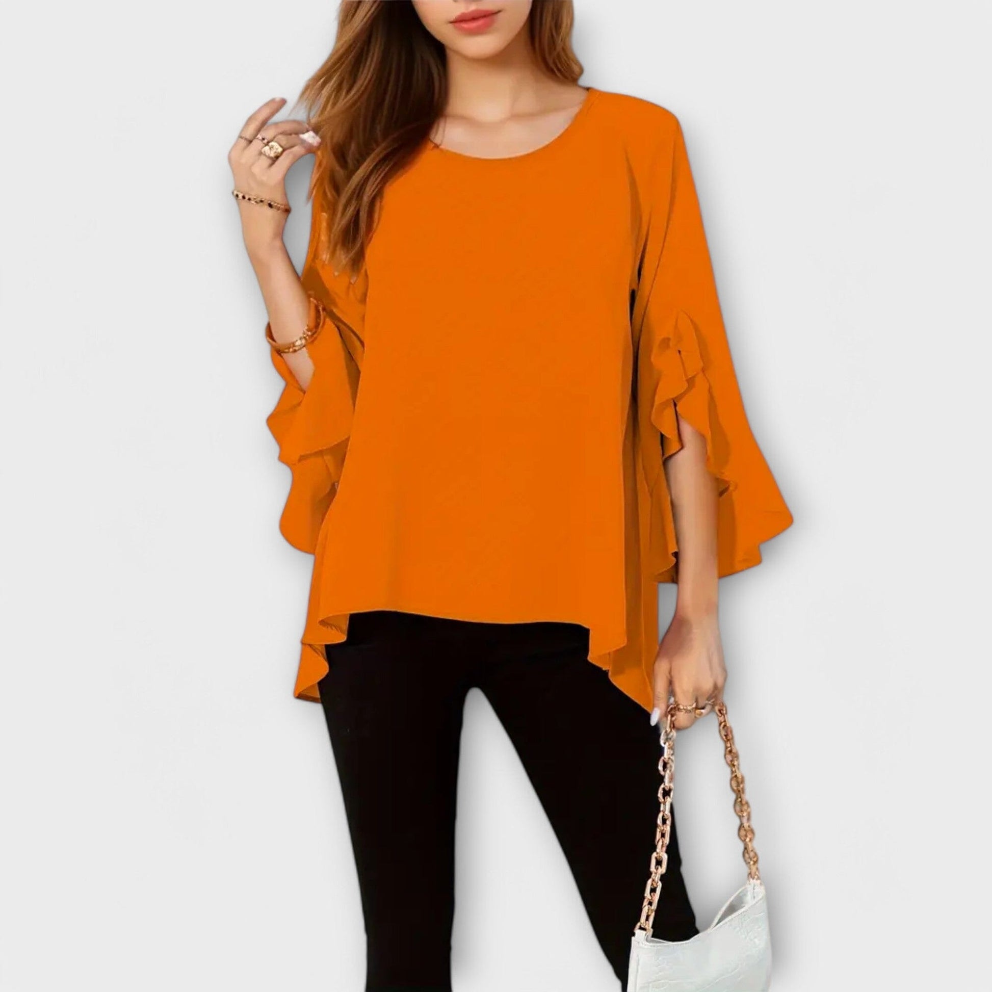 Aria - La Blusa Perfecta para la Primavera con Escote Redondo Aria - La Blusa Perfecta para la Primavera con Escote Redondo A minha loja Naranja XS