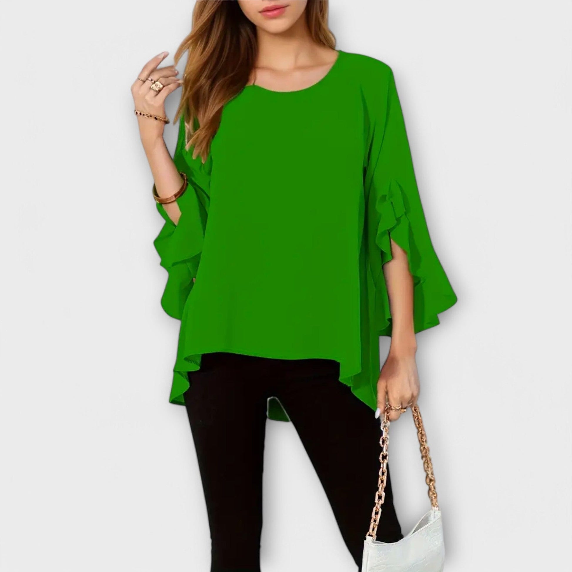 Aria - La Blusa Perfecta para la Primavera con Escote Redondo Aria - La Blusa Perfecta para la Primavera con Escote Redondo A minha loja Verde XS