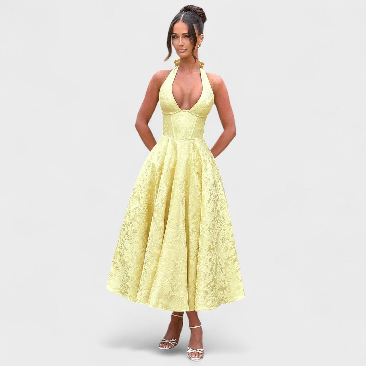 Halina – Vestido Midi Corset con Vuelo