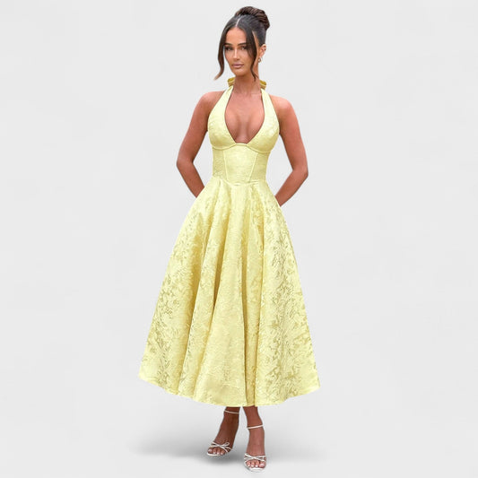 Halina – Vestido Midi Corset con Vuelo