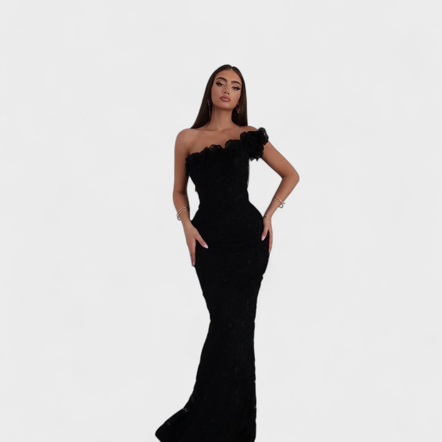 Amelia - Vestido de Gala Asimétrico Negro