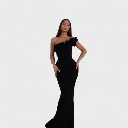 Amelia - Vestido de Gala Asimétrico Negro