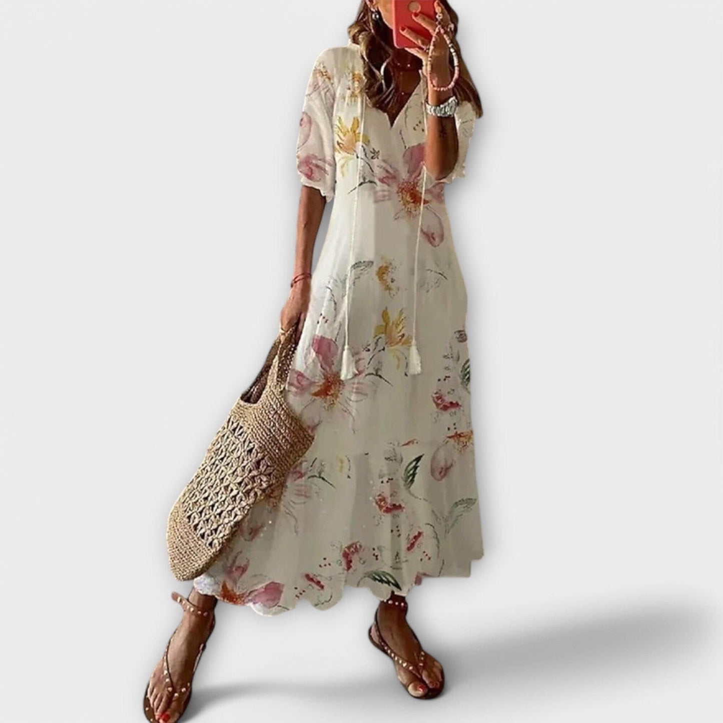 Bettina – Vestido largo bohemio Bettina – Vestido largo bohemio A minha loja Beige XS