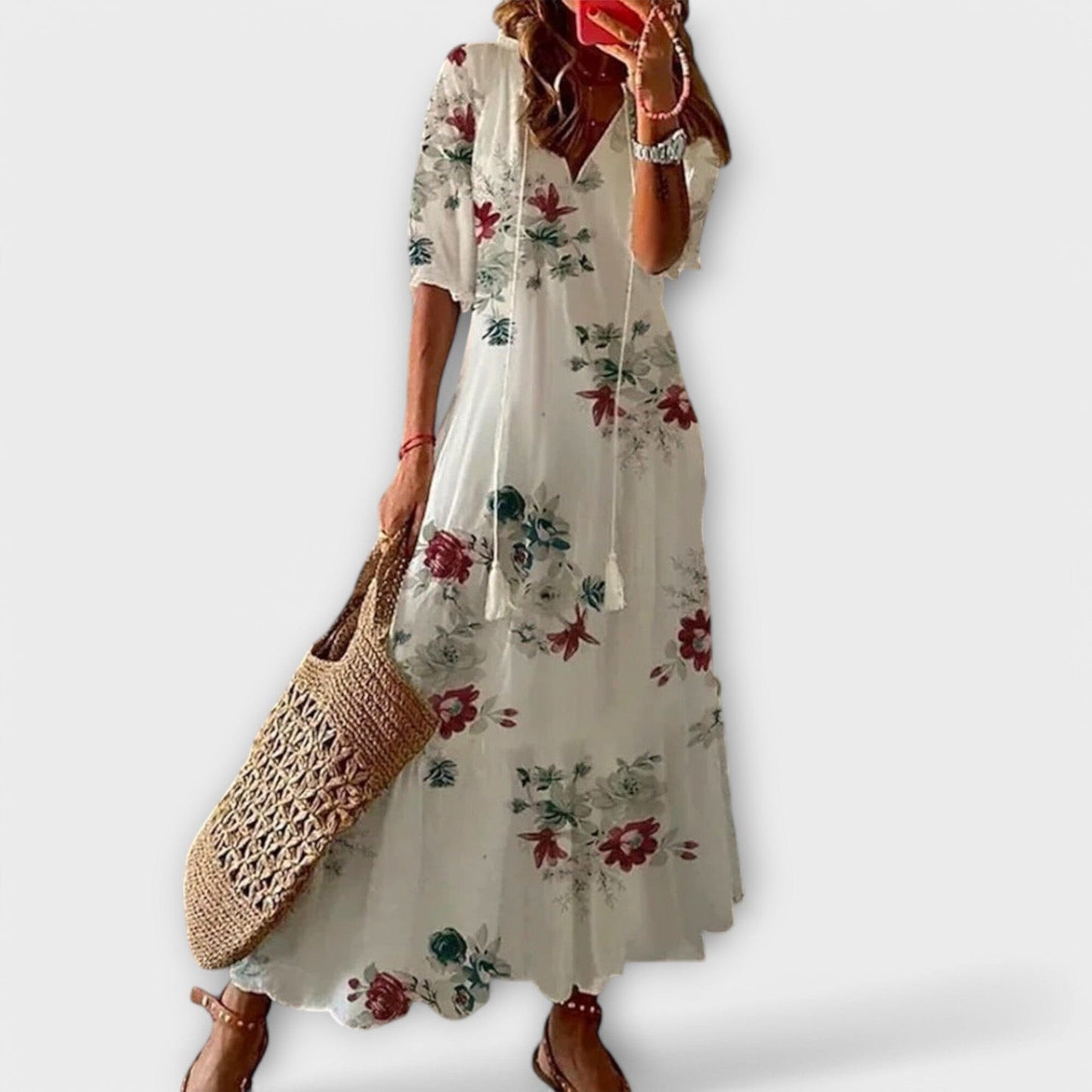 Bettina – Vestido largo bohemio Bettina – Vestido largo bohemio A minha loja Blanco XS
