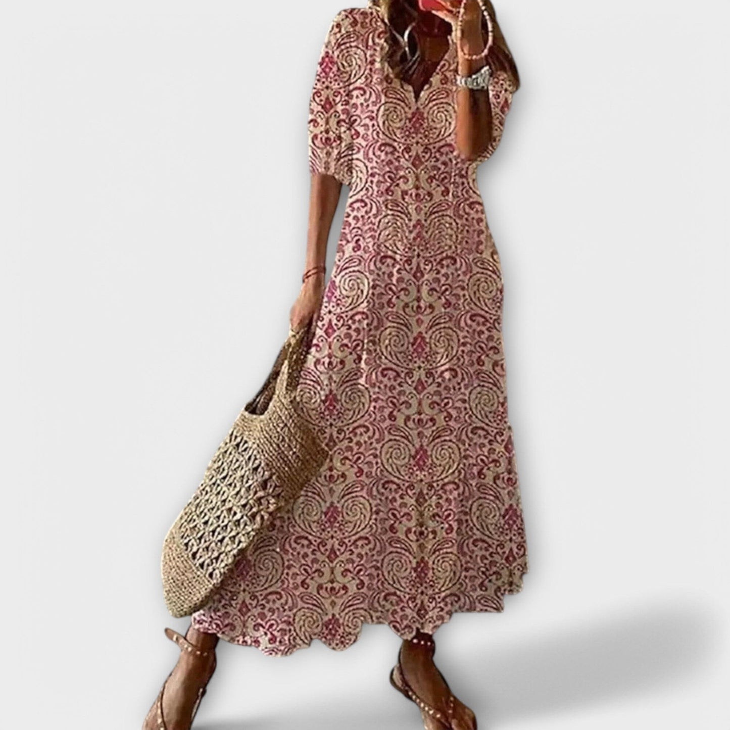 Bettina – Vestido largo bohemio Bettina – Vestido largo bohemio A minha loja Rosa XS