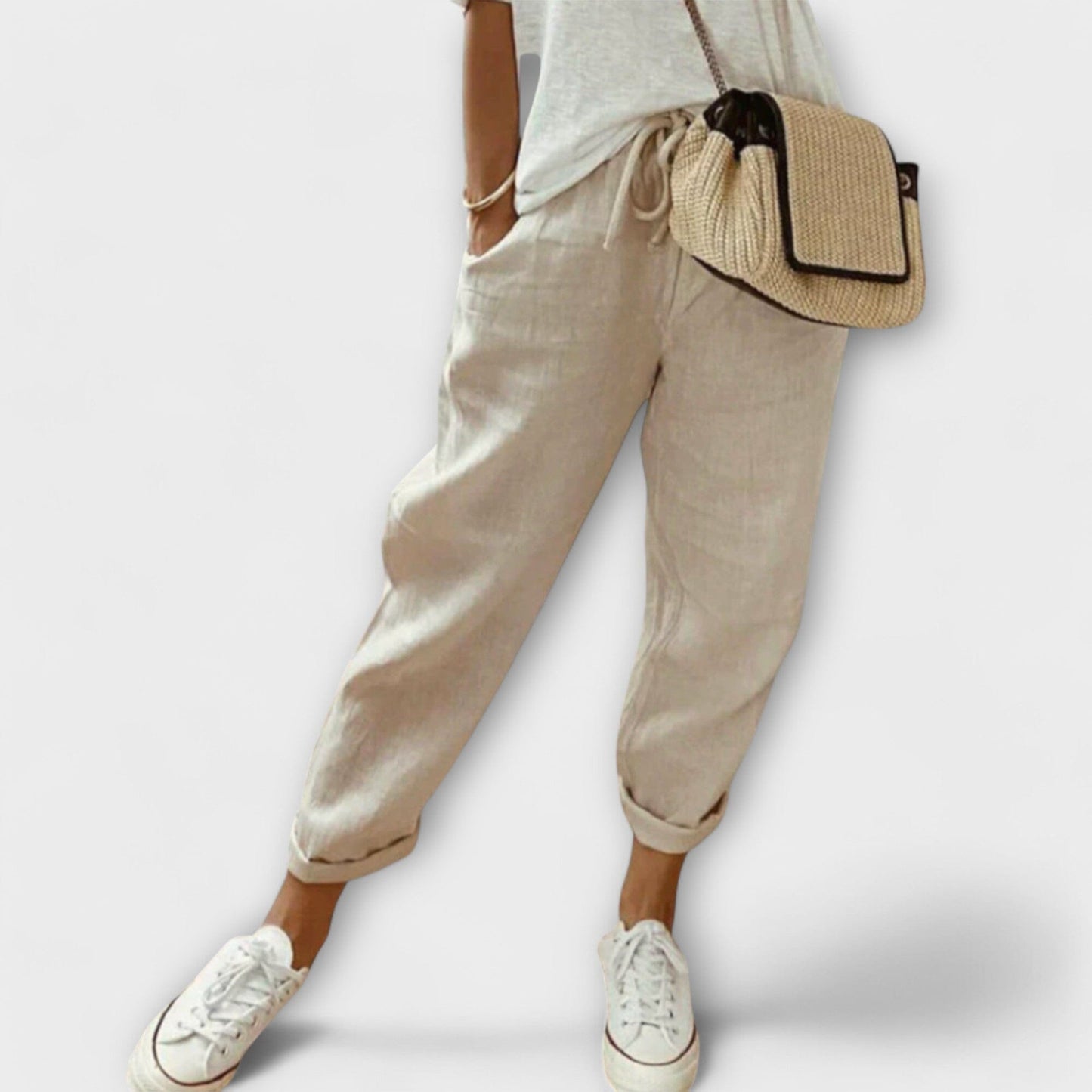 Bibi – Pantalón de lino moderno y casual Bibi – Pantalón de lino moderno y casual A minha loja Beige XS