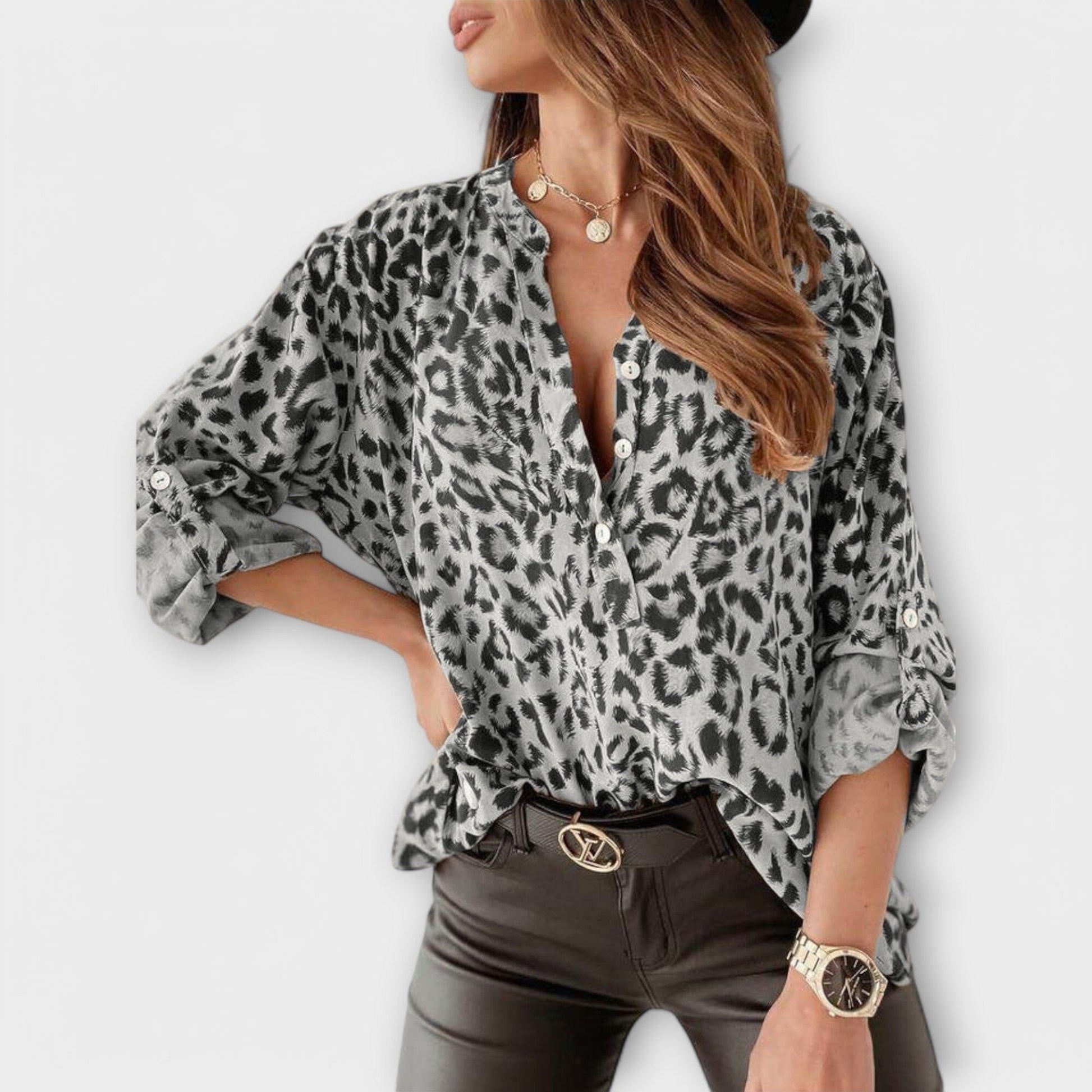 Blusa Moderna con Estampado de Leopardo Blusa Moderna con Estampado de Leopardo A minha loja Silber S