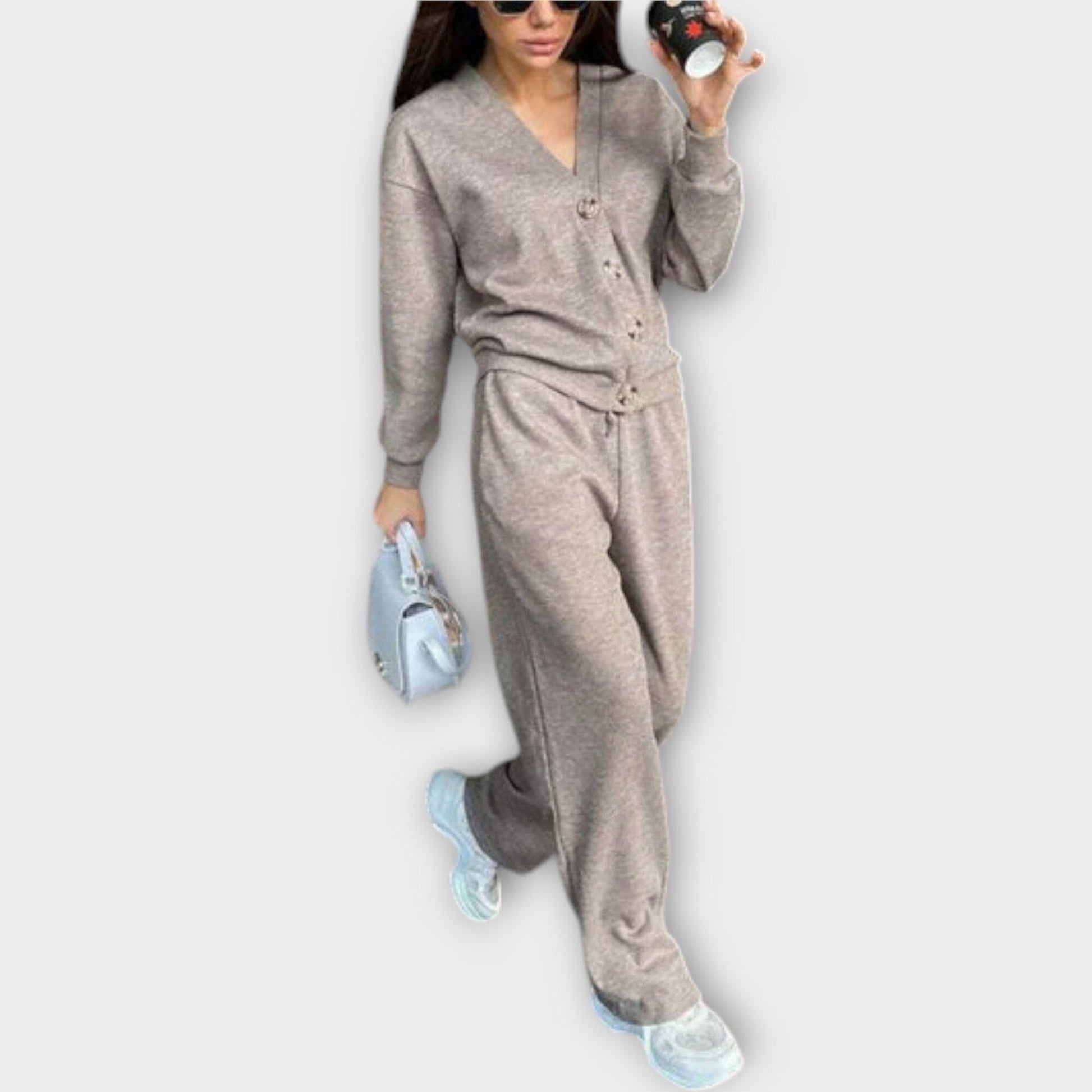 Chantal – Conjunto de Cardigan y Pantalones Chantal – Conjunto de Cardigan y Pantalones A minha loja Taupe S