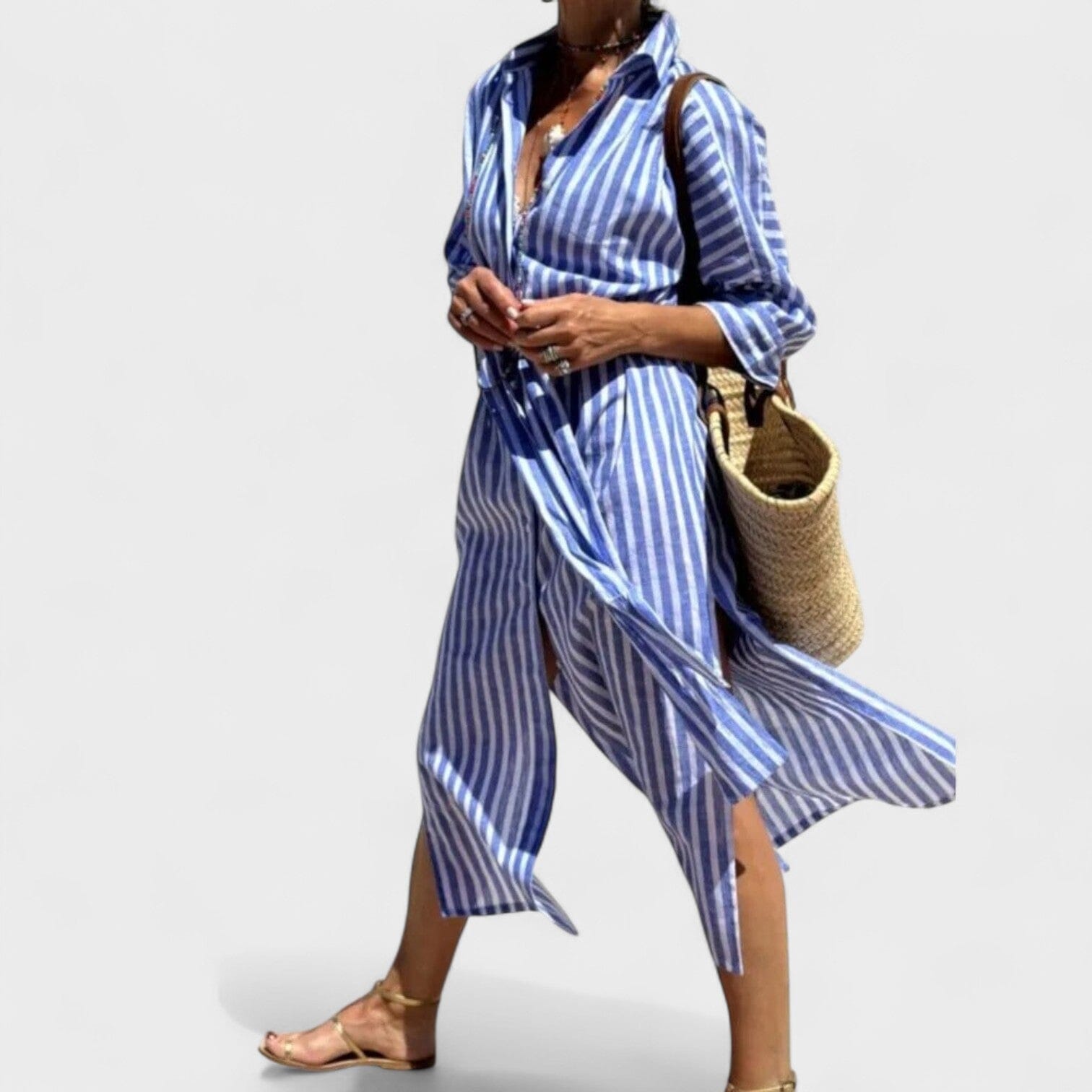 Denise | Vestido a rayas con cuello Denise | Vestido a rayas con cuello Rita Azul S