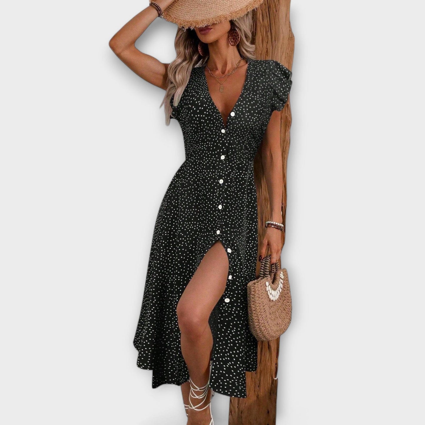 Elegante vestido midi de lunares Elegante vestido midi de lunares A minha loja