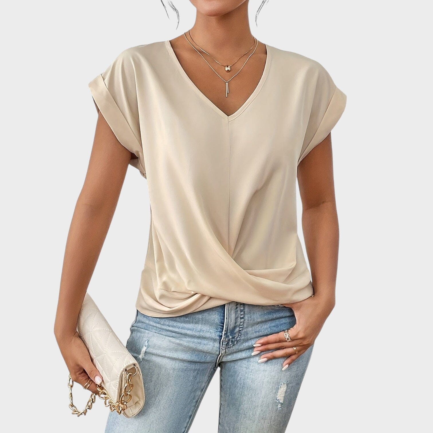 Eloise | Blusa con escote en V y detalle de nudo Eloise | Blusa con escote en V y detalle de nudo Rita Albaricoque S