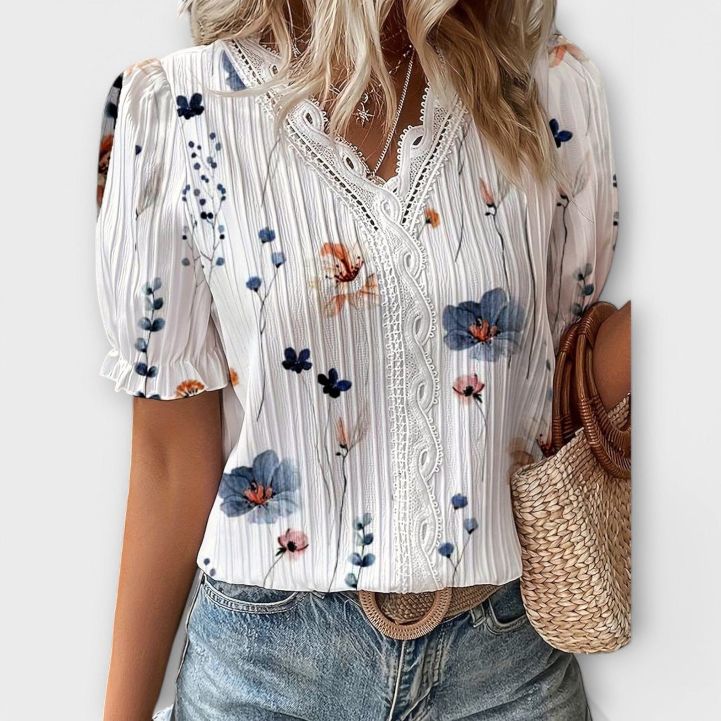 Emily - Blusa de Moda con Escote en V Emily - Blusa de Moda con Escote en V A minha loja Blanco XS