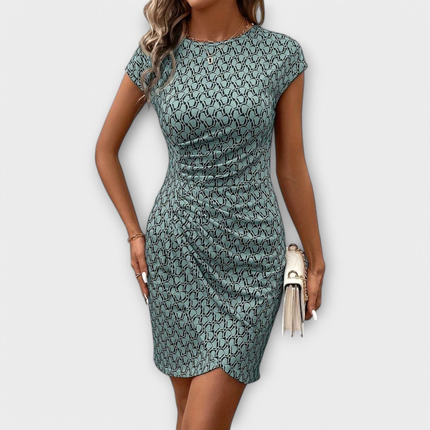 Emma – Vestido de manga corta con corte tulipán y estampado integral Emma – Vestido de manga corta con corte tulipán y estampado integral A minha loja Dunkelgrün XS