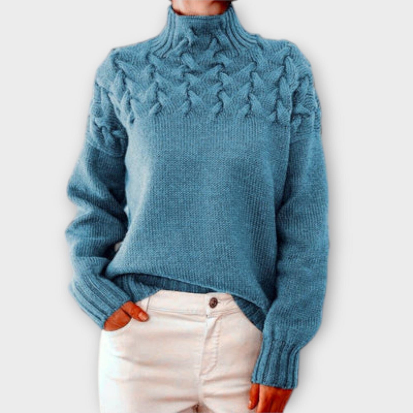 Eva – Suéter para Mujer con Detalle de Trenza Eva – Suéter para Mujer con Detalle de Trenza A minha loja Hellblau S
