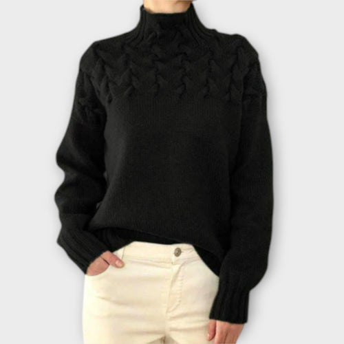 Eva – Suéter para Mujer con Detalle de Trenza Eva – Suéter para Mujer con Detalle de Trenza A minha loja Negro S