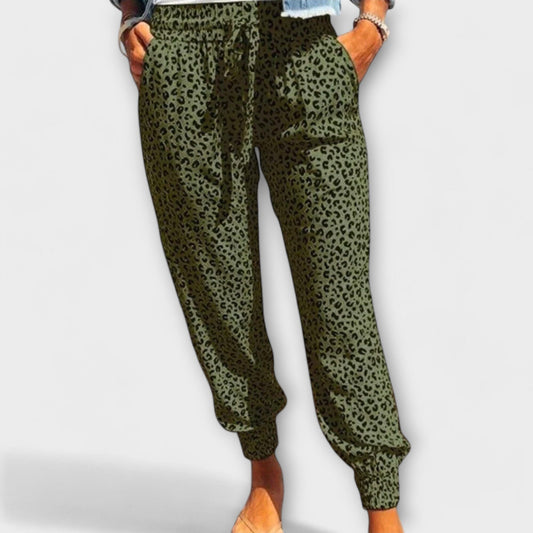 Feli – Pantalón de leopardo con pierna ancha Feli – Pantalón de leopardo con pierna ancha A minha loja Verde S