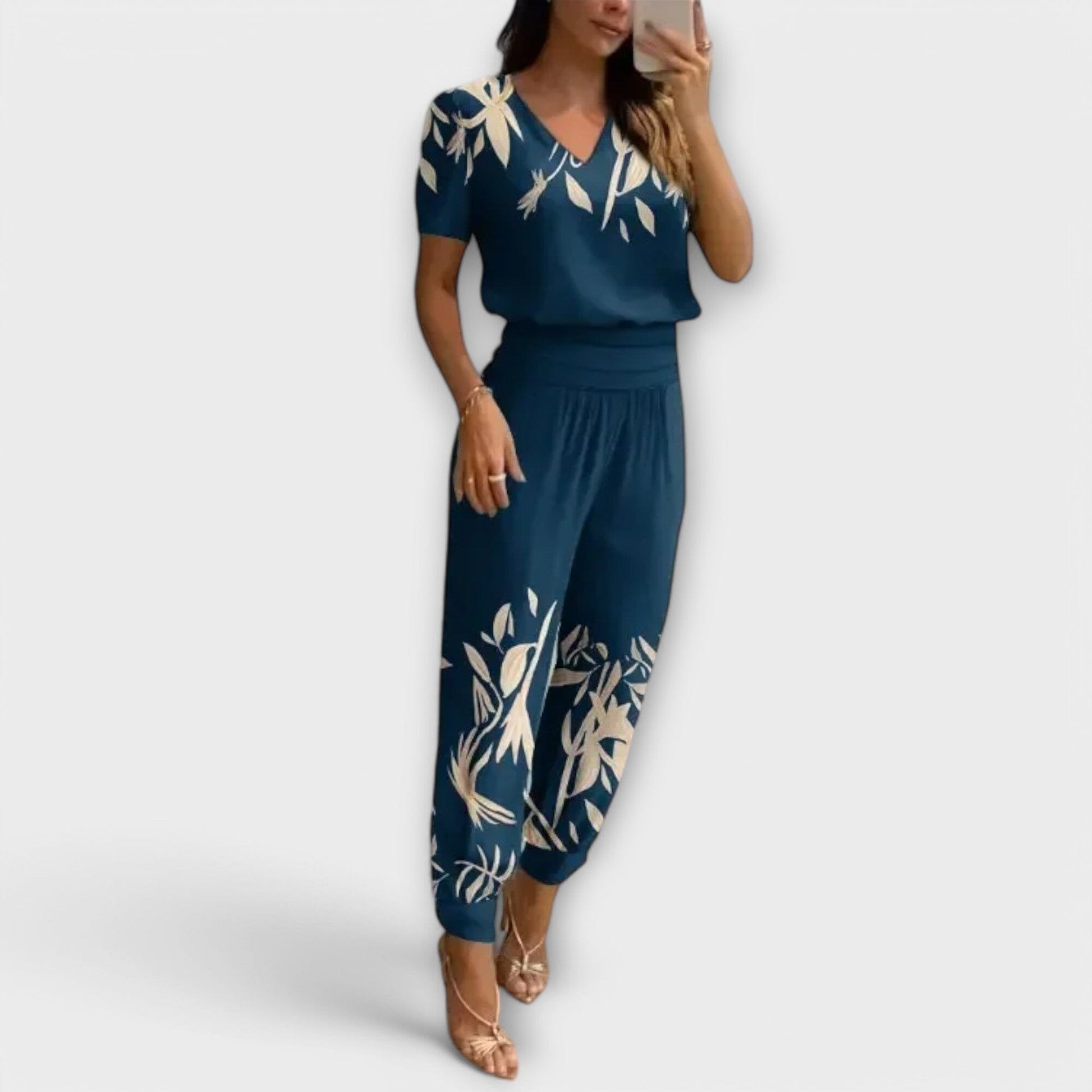 Irmelin – Conjunto Elegante con Top y Pantalón Irmelin – Conjunto Elegante con Top y Pantalón A minha loja Azul S