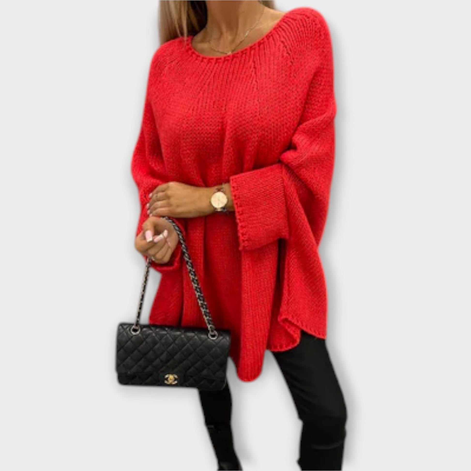 Isabelle - Pullover de Mujer con Cuello Redondo Estiloso Isabelle - Pullover de Mujer con Cuello Redondo Estiloso A minha loja Rojo S