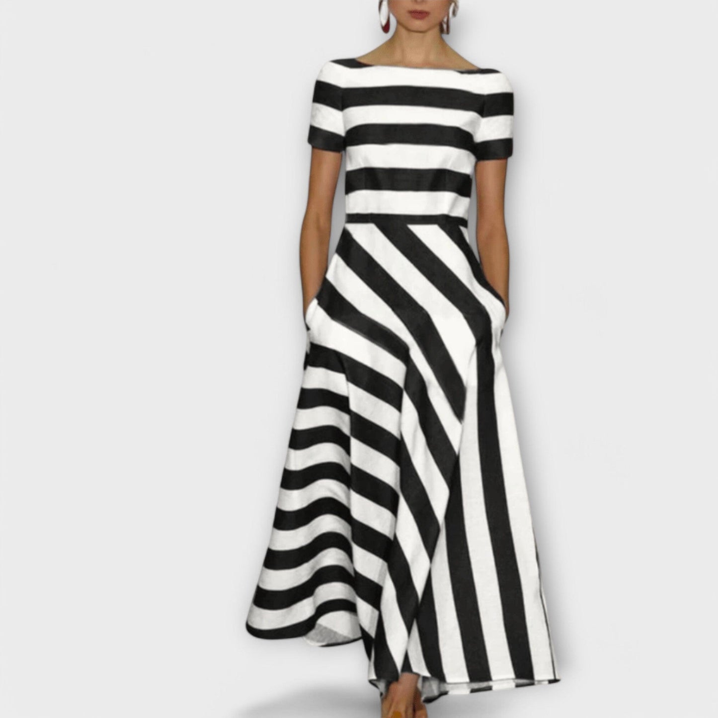 Janell – Vestido largo de rayas Janell – Vestido largo de rayas A minha loja Negro S