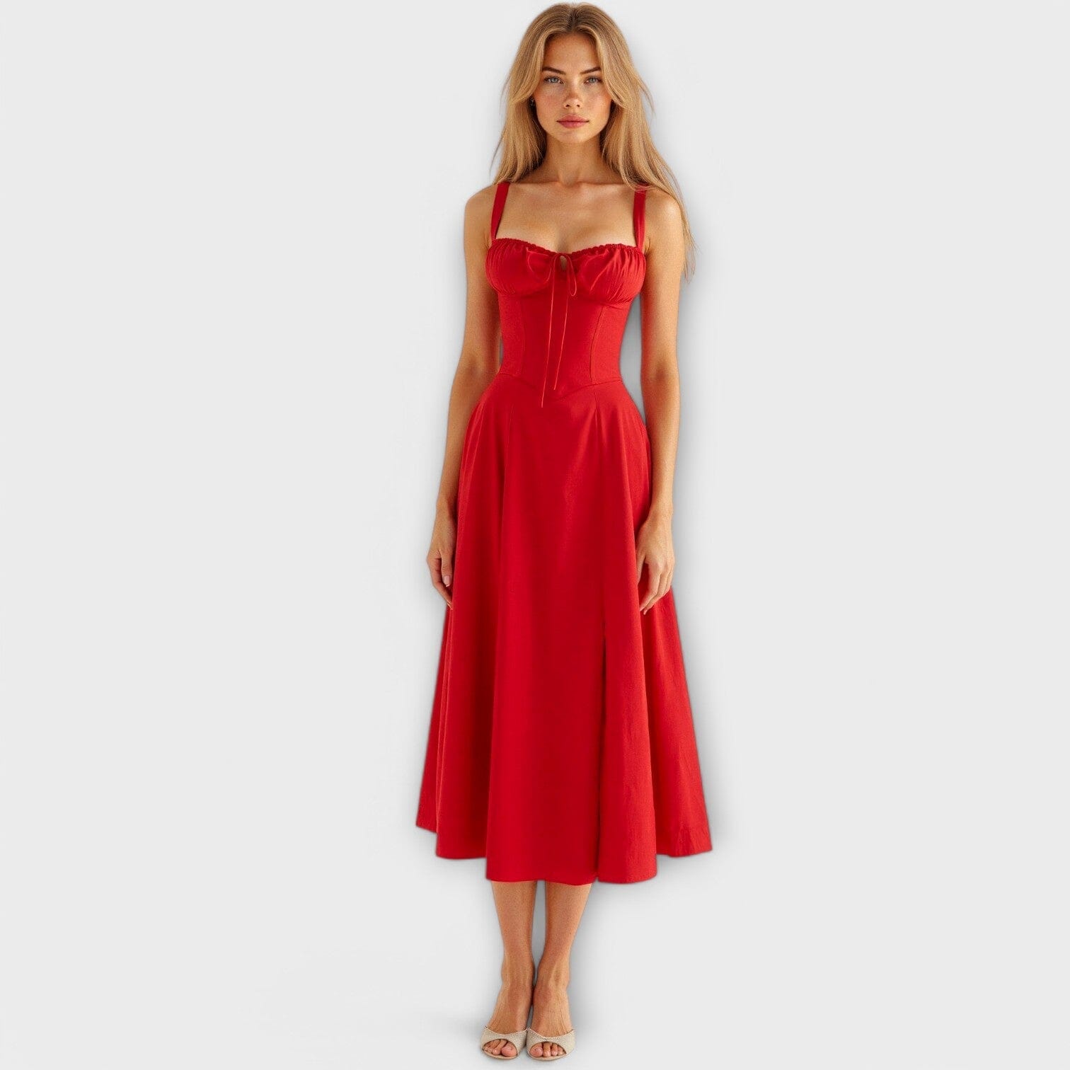 Kiana – Vestido midi con corsé Kiana – Vestido midi con corsé A minha loja Rojo S