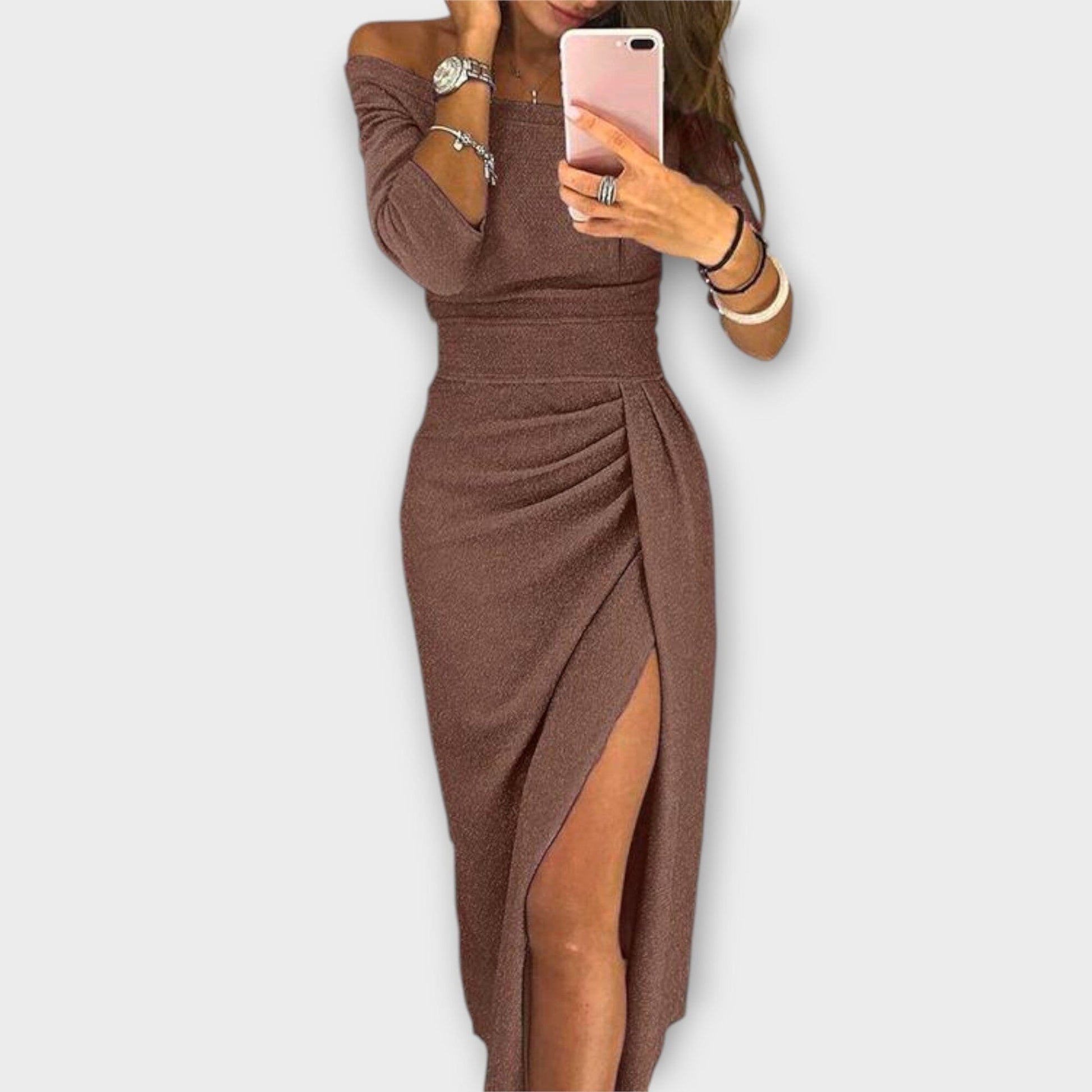 Lena – Elegante vestido off-shoulder Lena – Elegante vestido off-shoulder A minha loja Braun S