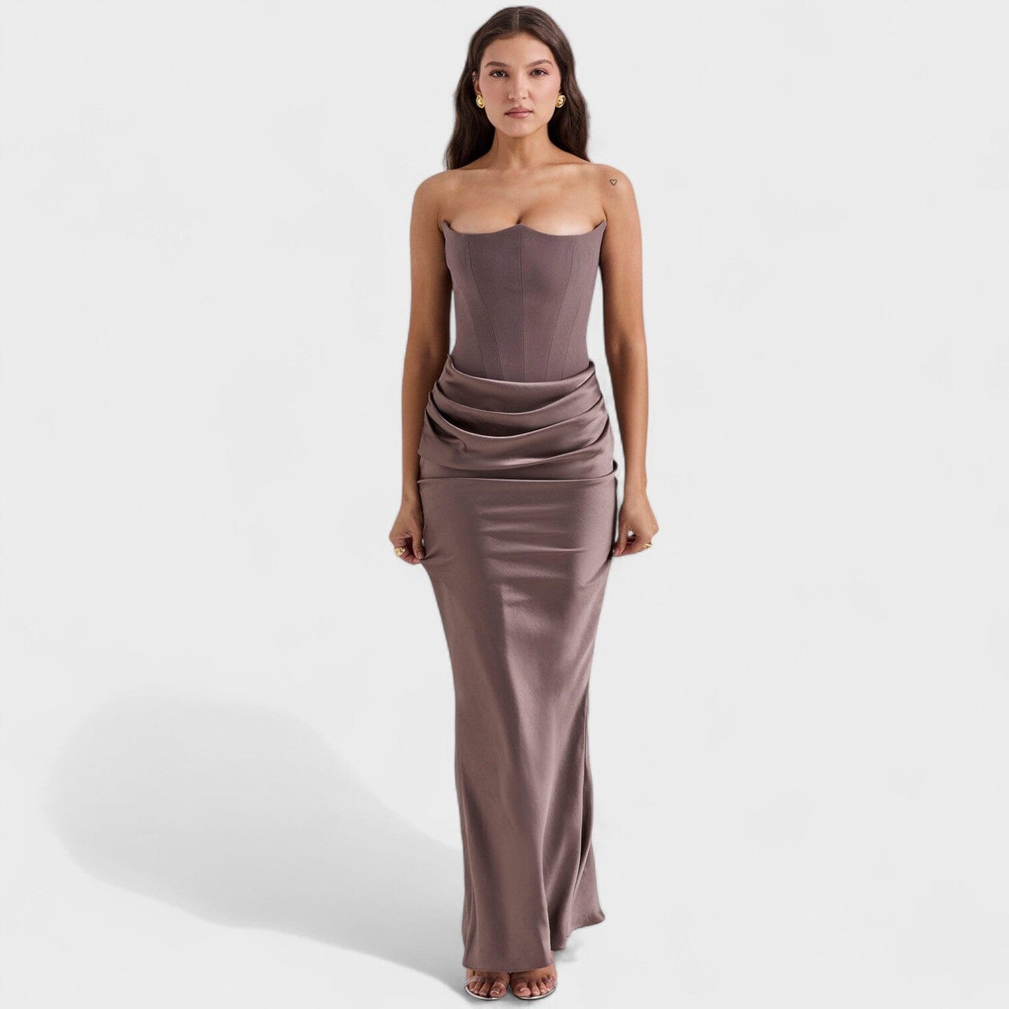 Lina - Vestido Maxi Elegante Lina - Vestido Maxi Elegante Rita Gris S
