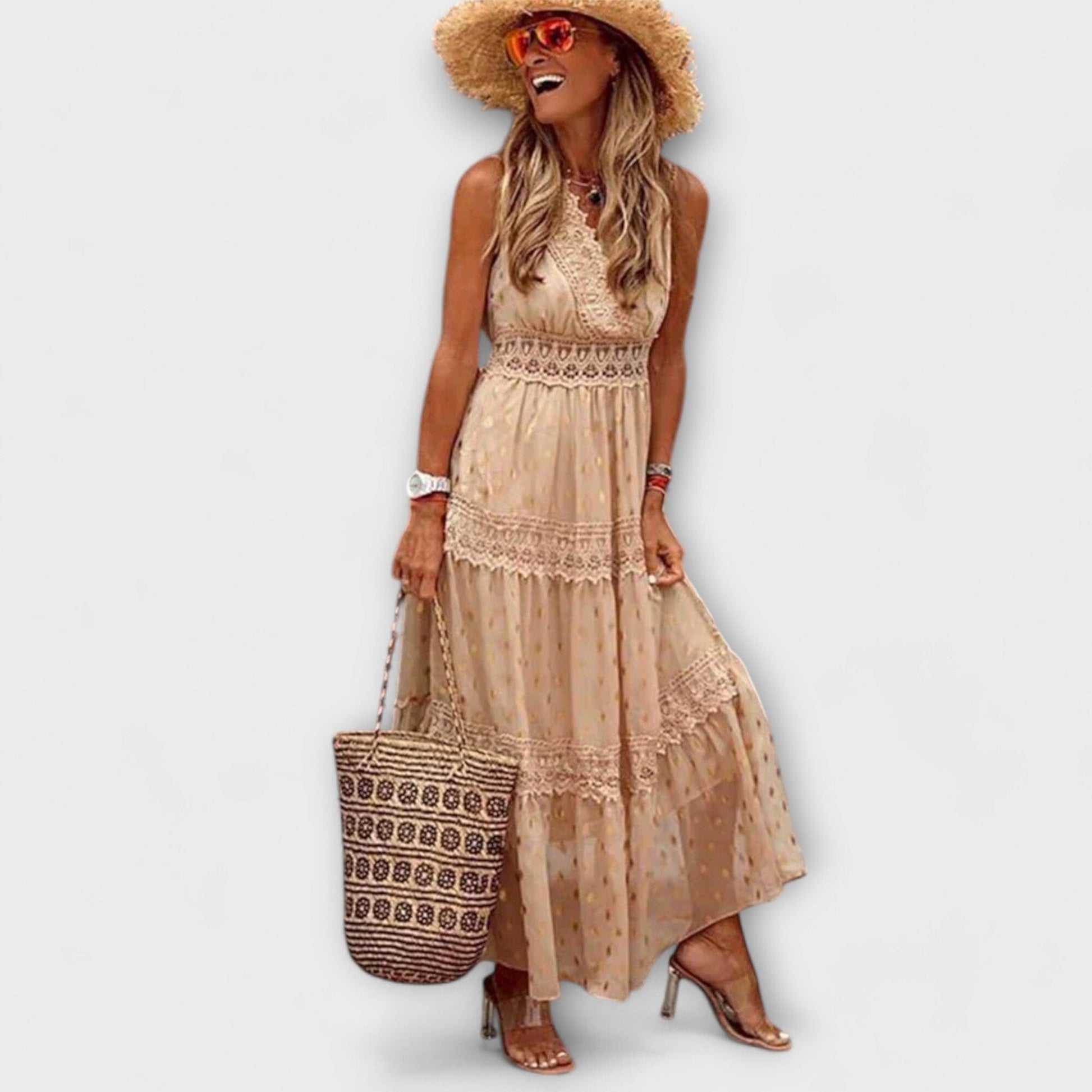 Lola – Vestido largo con encaje boho Lola – Vestido largo con encaje boho A minha loja Khaki S