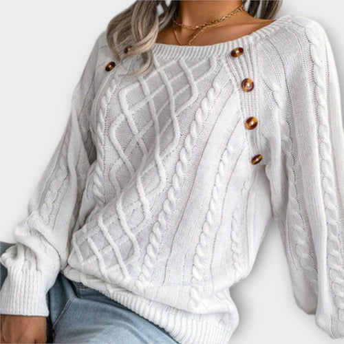 Malia - Suéter de Punto con Botones Malia - Suéter de Punto con Botones A minha loja Blanco S