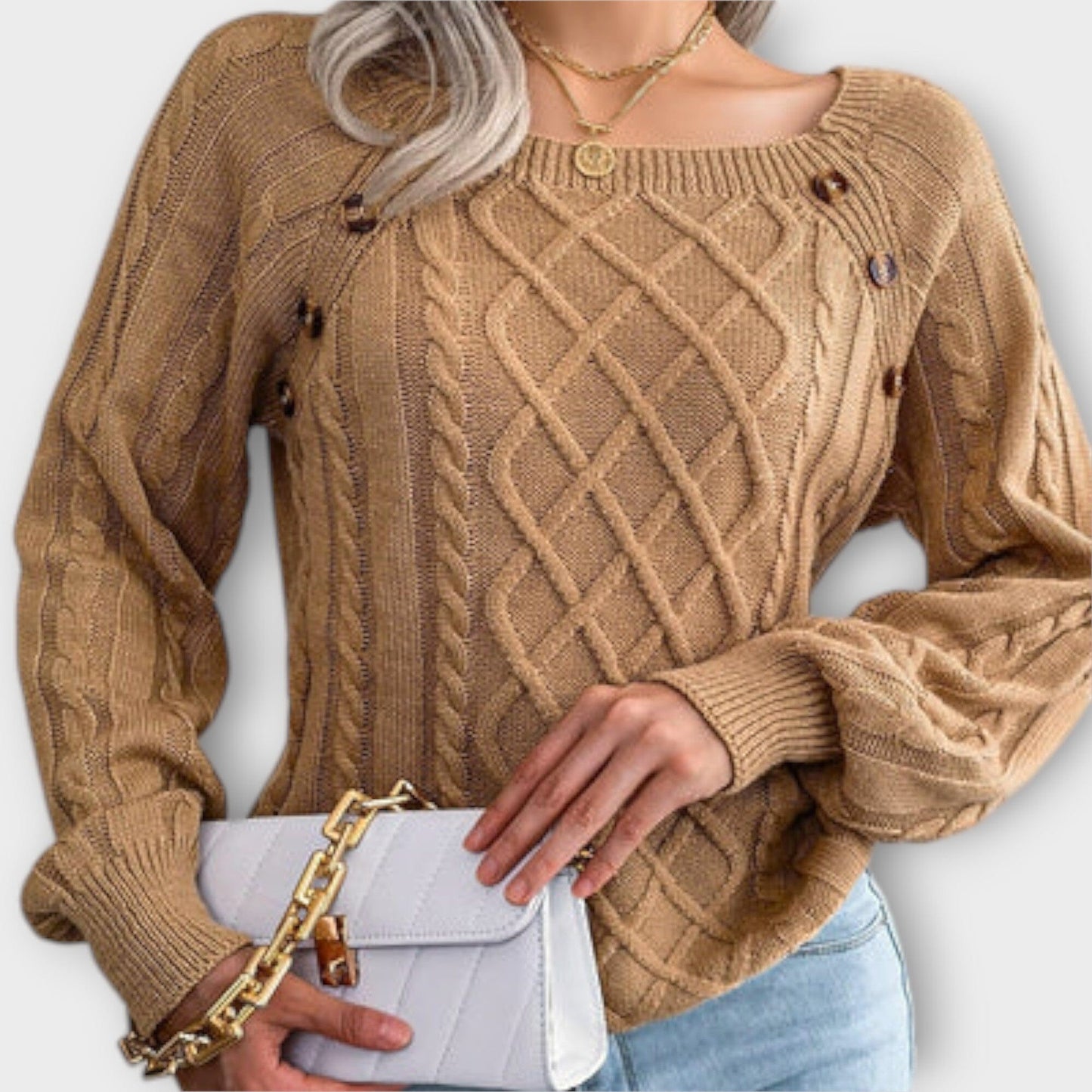 Malia - Suéter de Punto con Botones Malia - Suéter de Punto con Botones A minha loja Khaki S