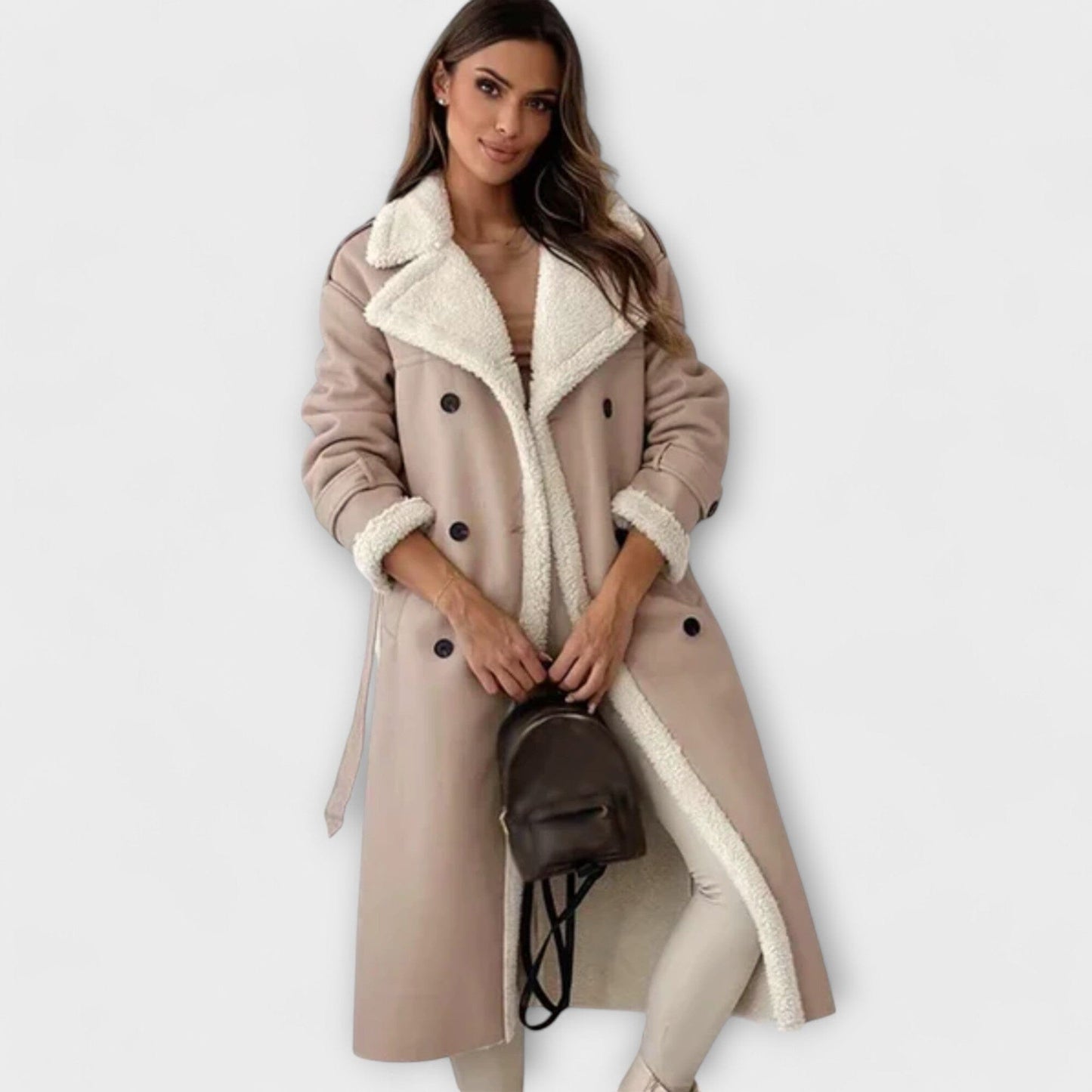 Maria – Abrigo largo clásico con forro polar y cuello de teddy Maria – Abrigo largo clásico con forro polar y cuello de teddy A minha loja