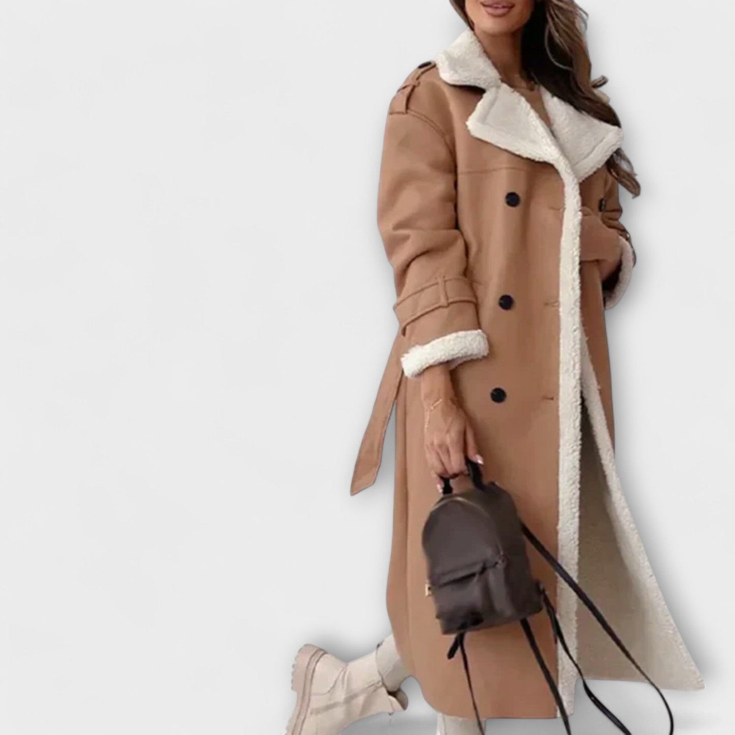 Maria – Abrigo largo clásico con forro polar y cuello de teddy Maria – Abrigo largo clásico con forro polar y cuello de teddy A minha loja