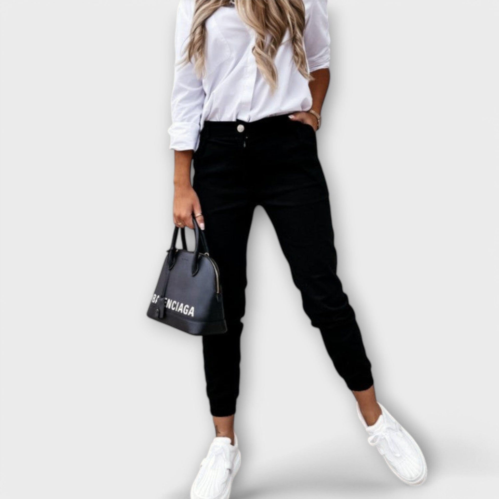 Melania – Pantalones elásticos Melania – Pantalones elásticos A minha loja Negro S