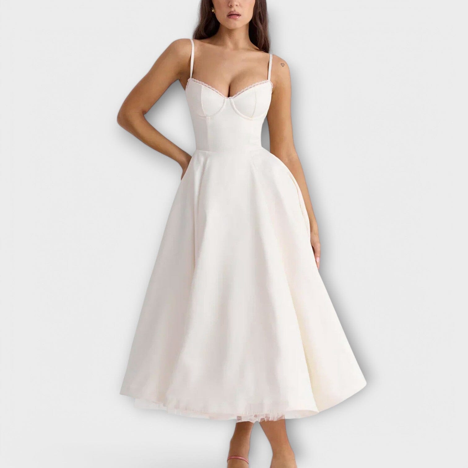 Mélie – Vestido ligero de verano con detalle de corsé Mélie – Vestido ligero de verano con detalle de corsé A minha loja Blanco S