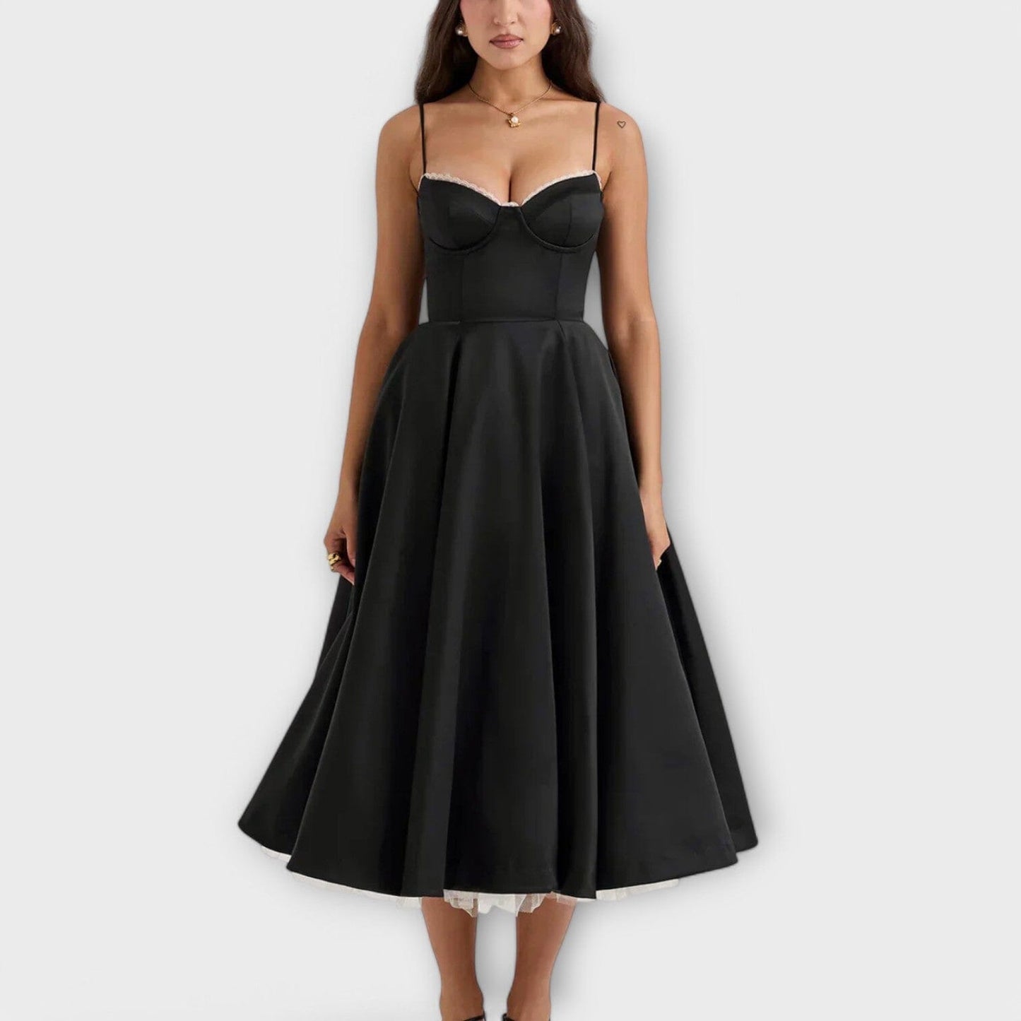 Mélie – Vestido ligero de verano con detalle de corsé Mélie – Vestido ligero de verano con detalle de corsé A minha loja Negro S